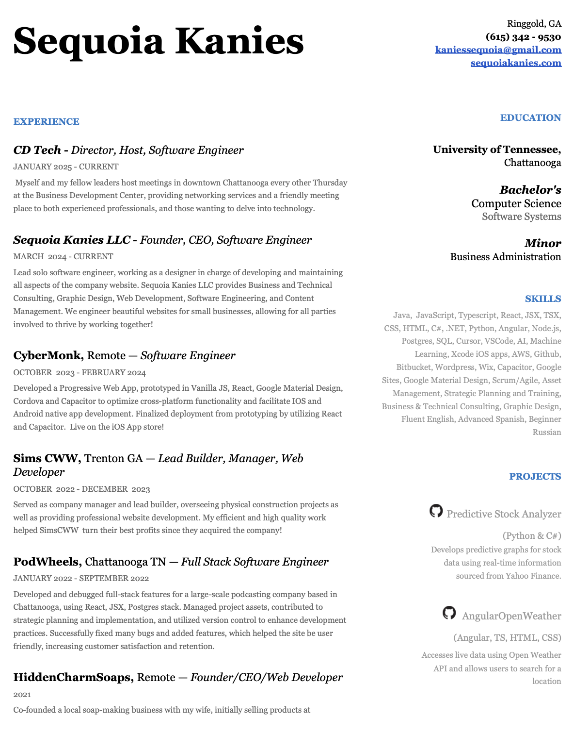 Resume Page 1